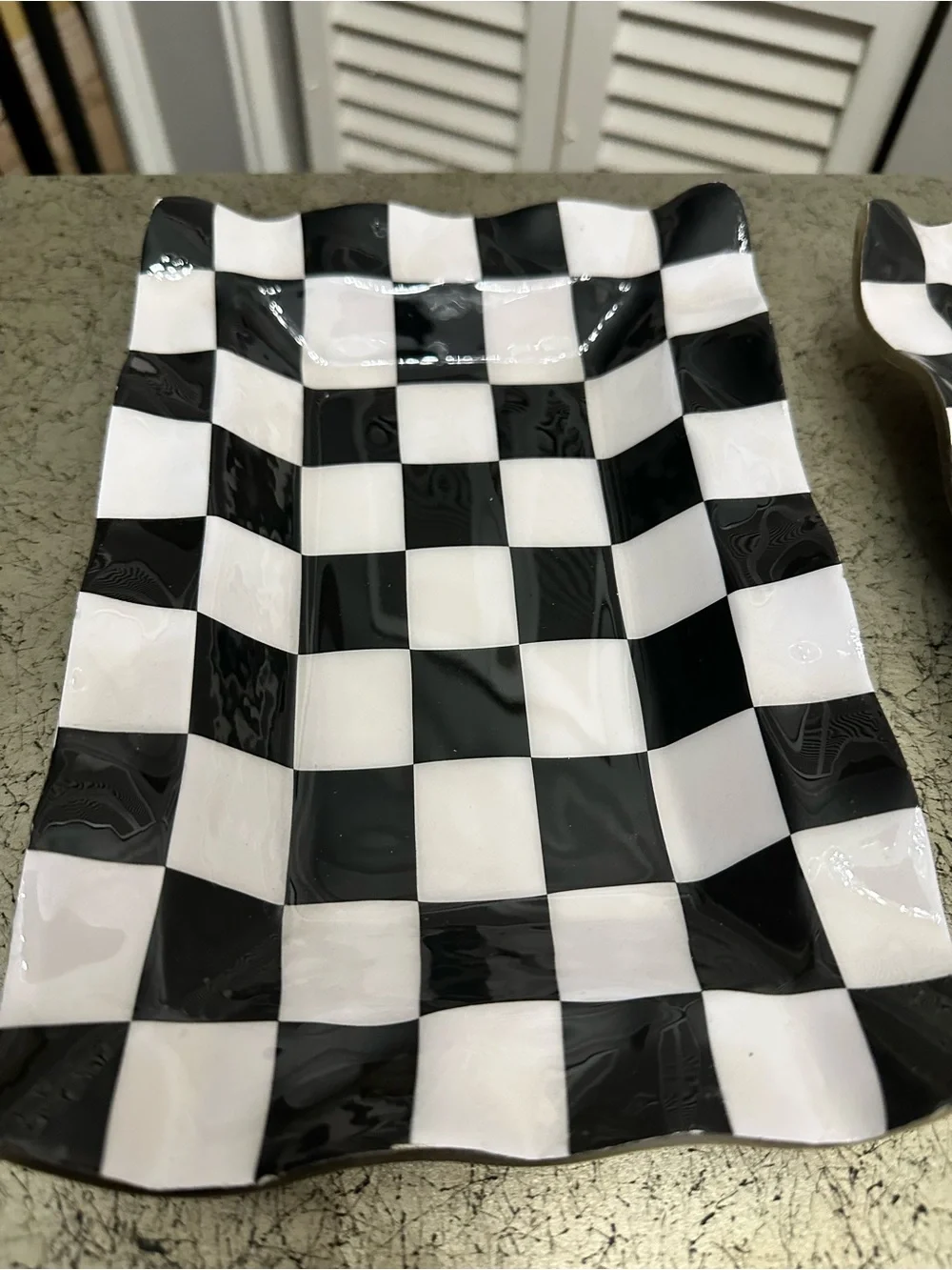 Black and White Checkered Serving Trays - Set of 2 great for Halloween